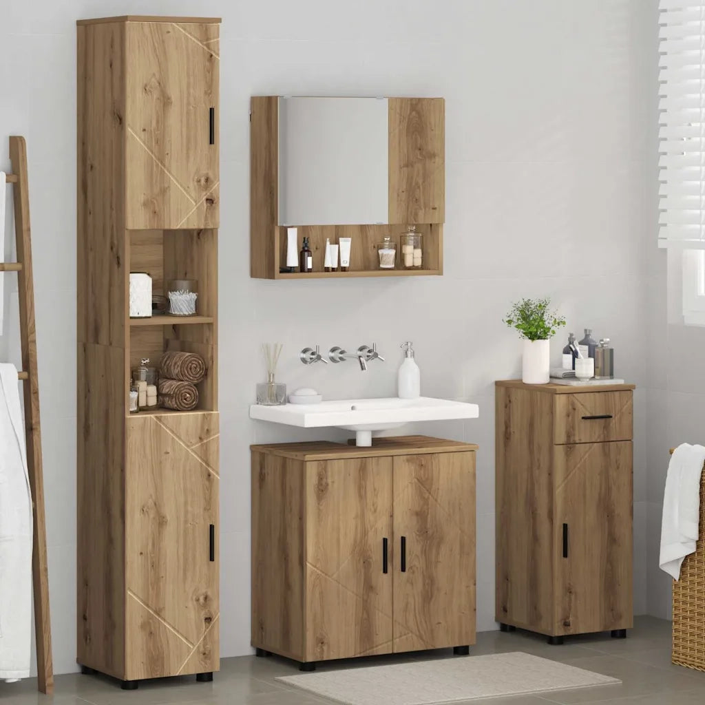 vidaXL Set di mobili per il bagno con porta 4 pcs rovere artigianale