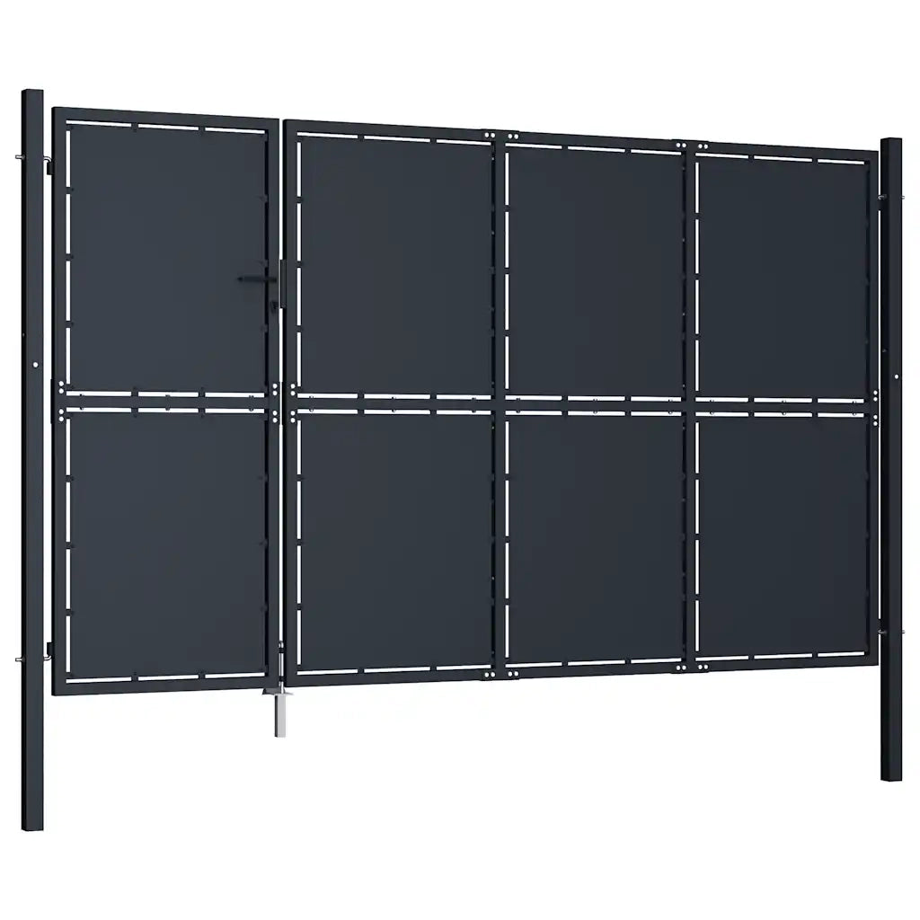Cancello da Giardino in Acciaio 350x150 cm Antracite 144538