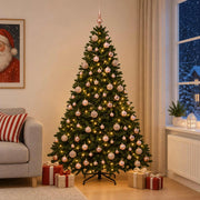 Albero di Natale artificiale verde scuro con palline 240 cm 3466748