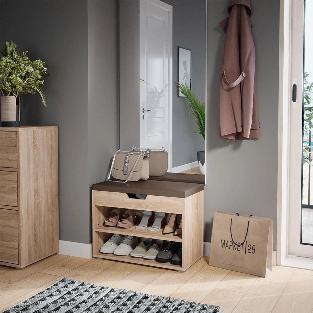 Panca scarpiera da ingresso Rolfe, Sonoma, 60 x 45 cm, per la conservazione delle scarpe e compatibile con i mobili Rolfe