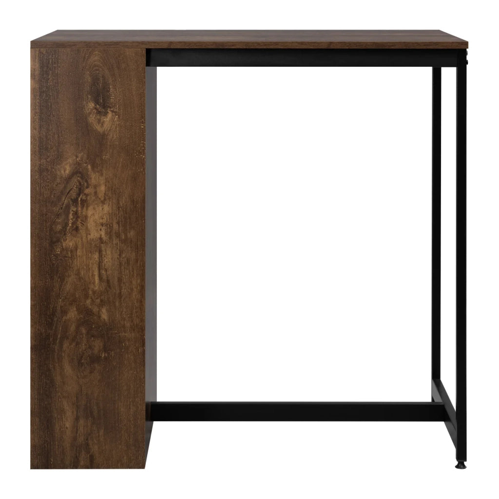 Tavolo da pranzo alto con 3 ripiani laterali per bottiglie e bicchieri, marrone rustico e nero, 91 × 49 × 91 cm