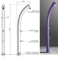 Doccia Solare In Alluminio Jolly 25 Litri In Alluminio Con Lavapiedi Colore Inox Paint Cv-A520/9007