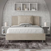 Letto imbottito Piazza e mezzo 130x200 cm Antea - Senza rete,Microfibra,Sabbia