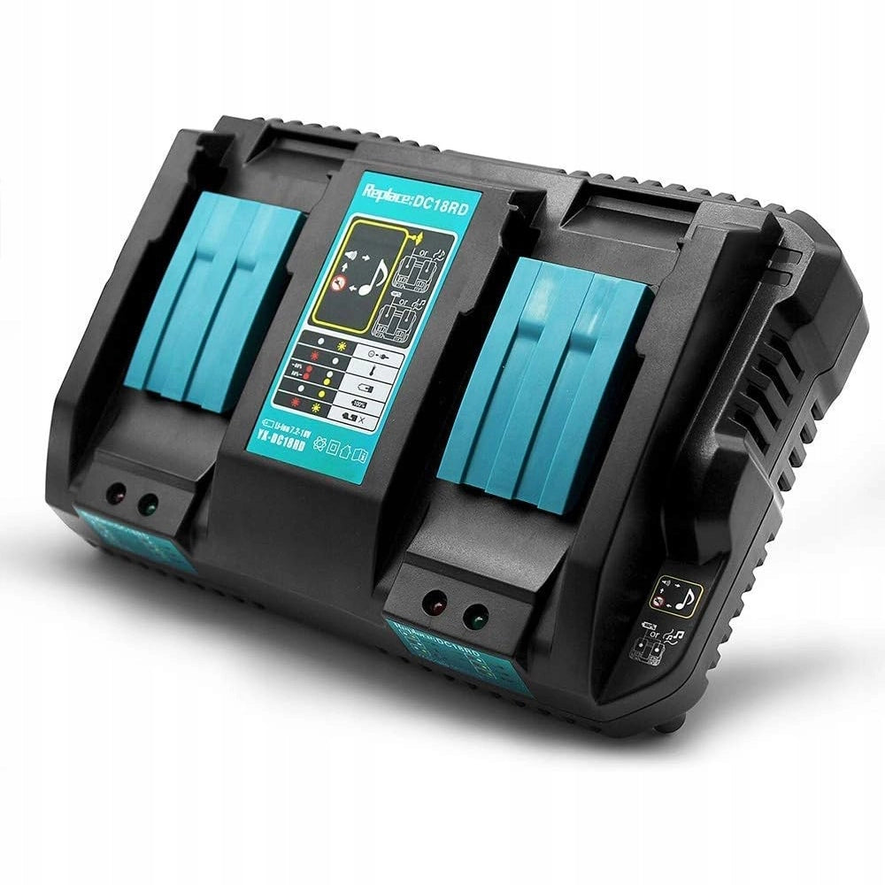 Caricabatterie Doppio PowerFix DC18RD – Compatibile con Batterie Makita 7,2V–18V | LED, 4A, 100–240V