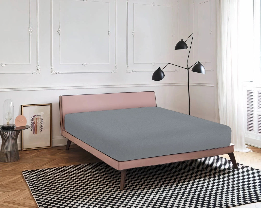 Lenzuolo Sotto Con Angoli Elastici 100% Puro Cotone  Grigio - Una piazza e mezza