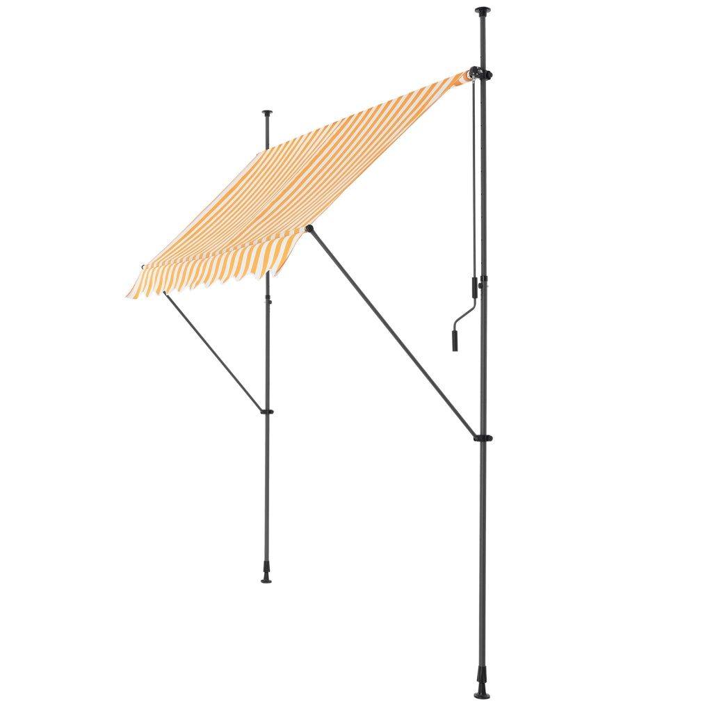 Tenda da Sole a Muro con Pali di Supporto Telescopici Parasole 200 x 120 cm (LxP) Giallo-Bianco pro.tec