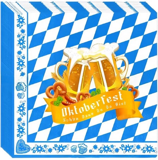 Serviette da tavola per festa Oktoberfest - 40 pezzi - 33x33 cm - Serviette di carta - Serviette bavarese - Ambientalmente friendly - Serviette da festa