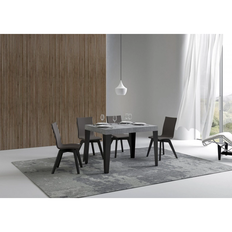 Tavolo allungabile 80x120/204 cm Flame telaio Antracite - Cemento