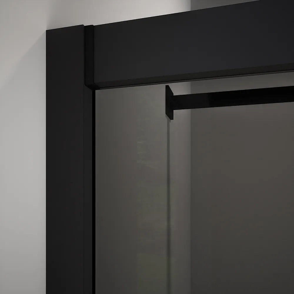 Box doccia semicircolare 90x90 cm profili nero opaco vetro 6mm fumè h185 | Tonga