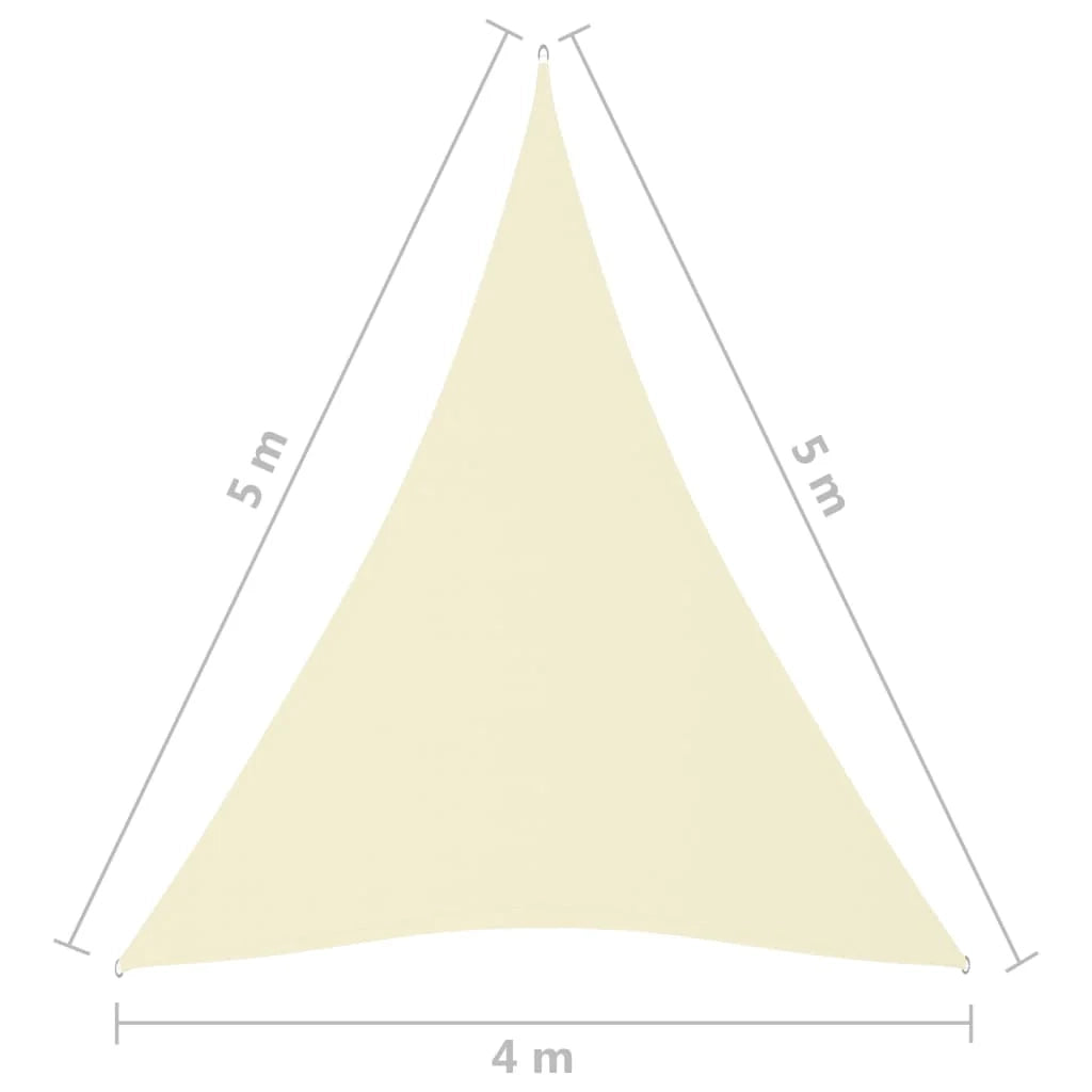 Vela ombreggiante triangolare in tessuto Oxford 4 x 5 x 5 m crema 02_0009890