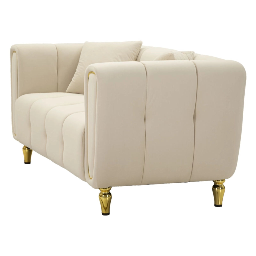 Divano VKH40, Beige, Legno, 81x155x71 cm
