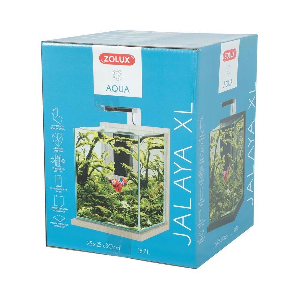 Zolux Jalaya XL 18,7L - acquario cm28,2x27,4x34,8h completo di filtro interno e plafoniera LED Colore: Zebrano Grigio