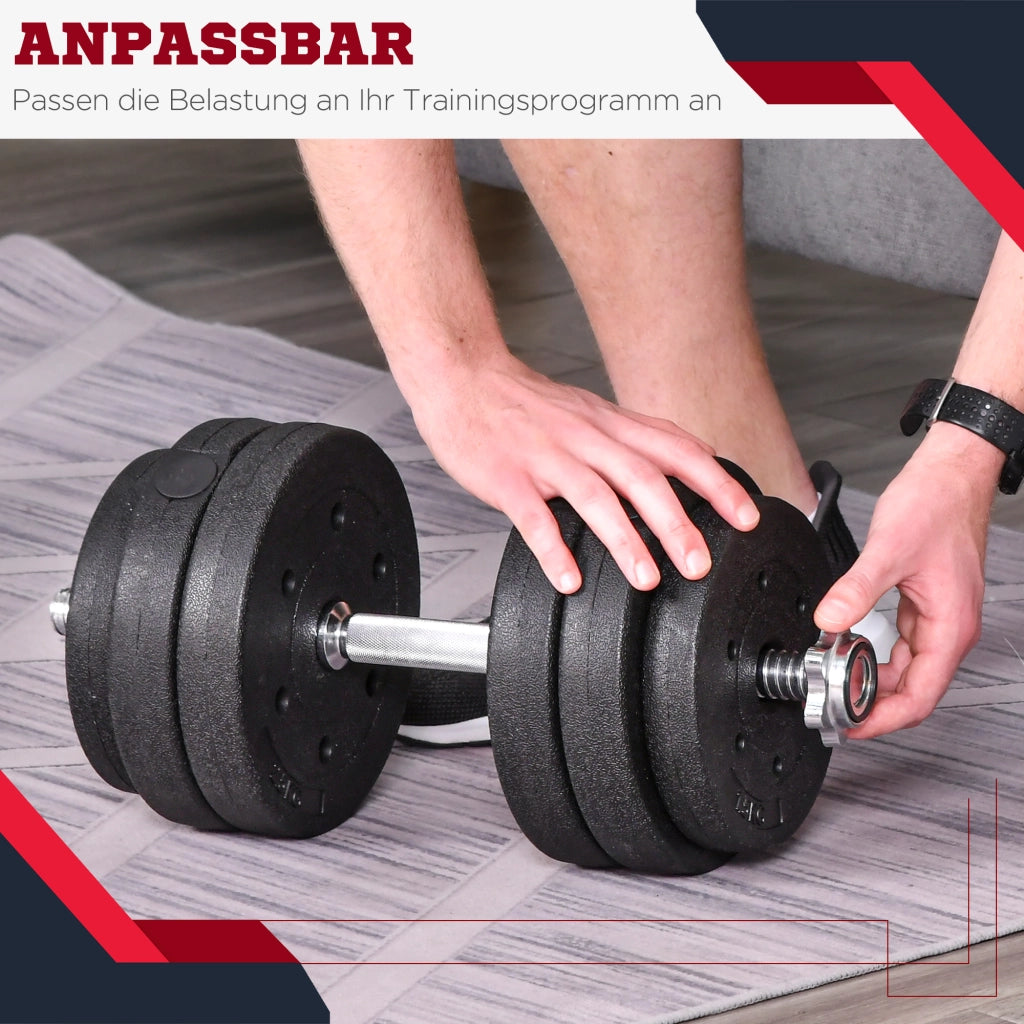 Set di manubri da 30 kg con dischi di peso per casa e palestra, in acciaio PU nero, ideale per l'allenamento della forza.