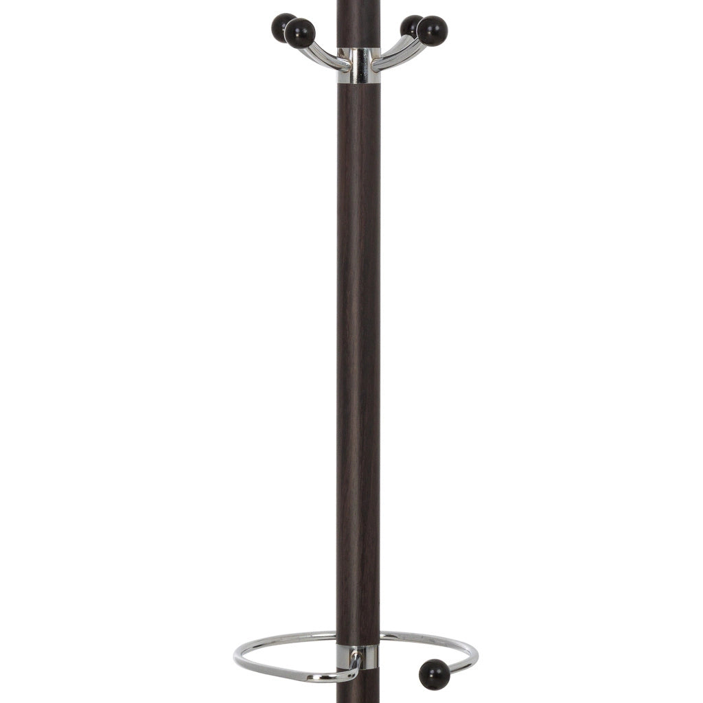 Perchero de metal marron con paraguero y 5 ganchos D36X172h cm