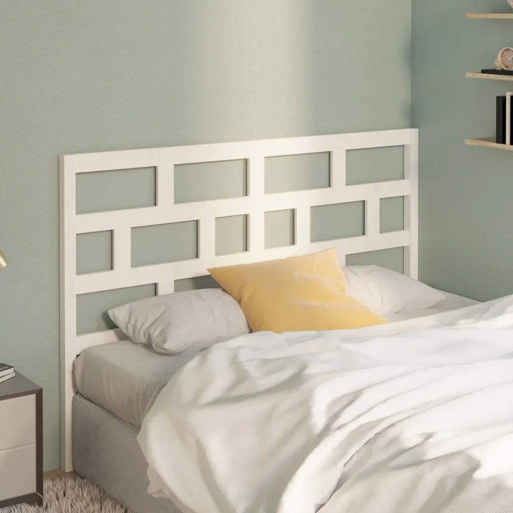 Testiera | Testata per Letto Bianca 146x4x100cm in Legno Massello di Pino