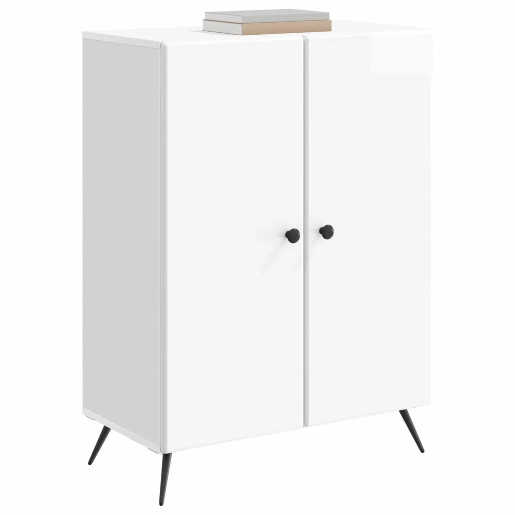 Credenza Bianco Lucido 66 x 34,5 x 90 cm Legno ingegnerizzato