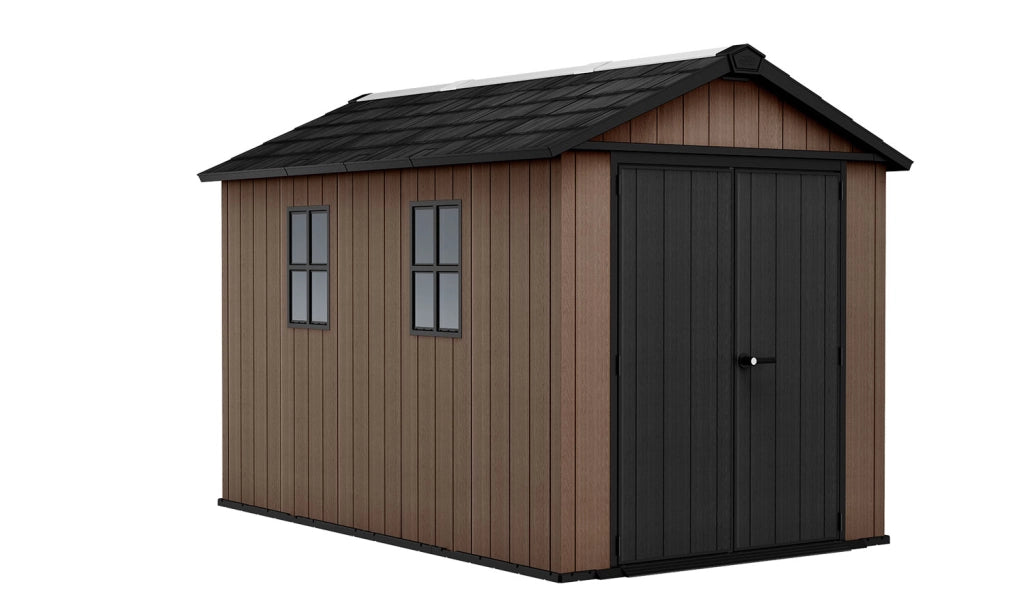 Casetta Box da Giardino 230x350x246 cm Newton Plus 7511/1175 Doppia Opzione Montaggio in Resina Evotech+ Marrone