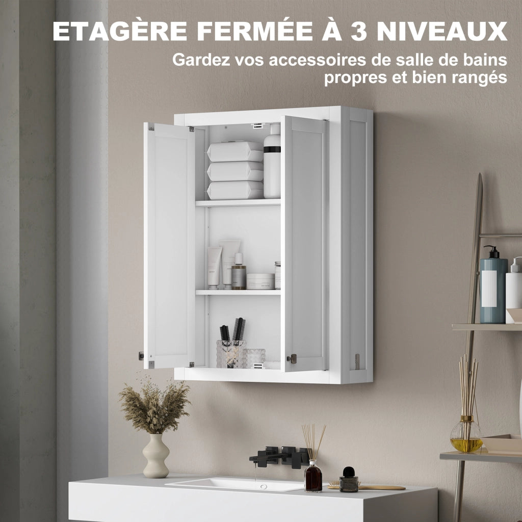 Mobile da bagno sospeso ¨C zephmum ¨C bianco 61x20x84 cm