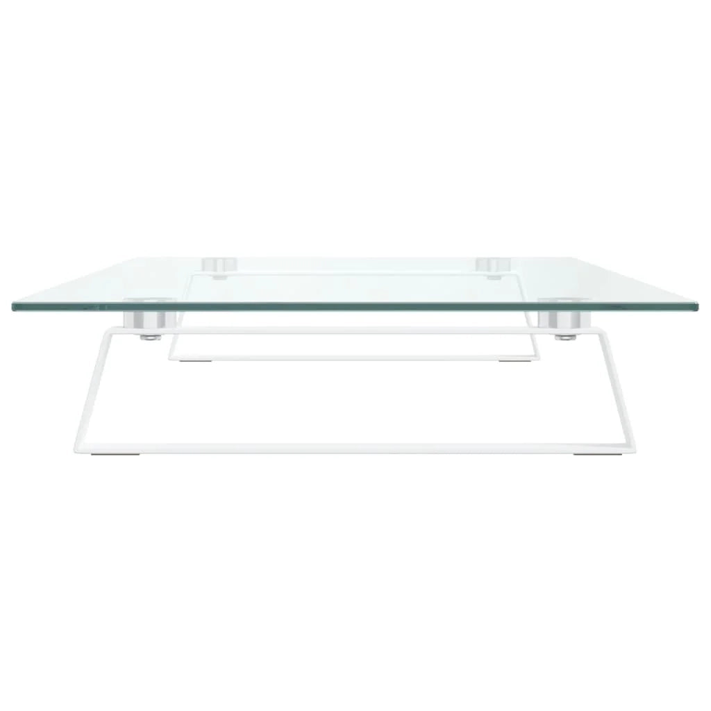 Supporto per monitor mobile da scrivania 80 x 35 x 8 cm vetro temperato e metallo bianco 02_0044903