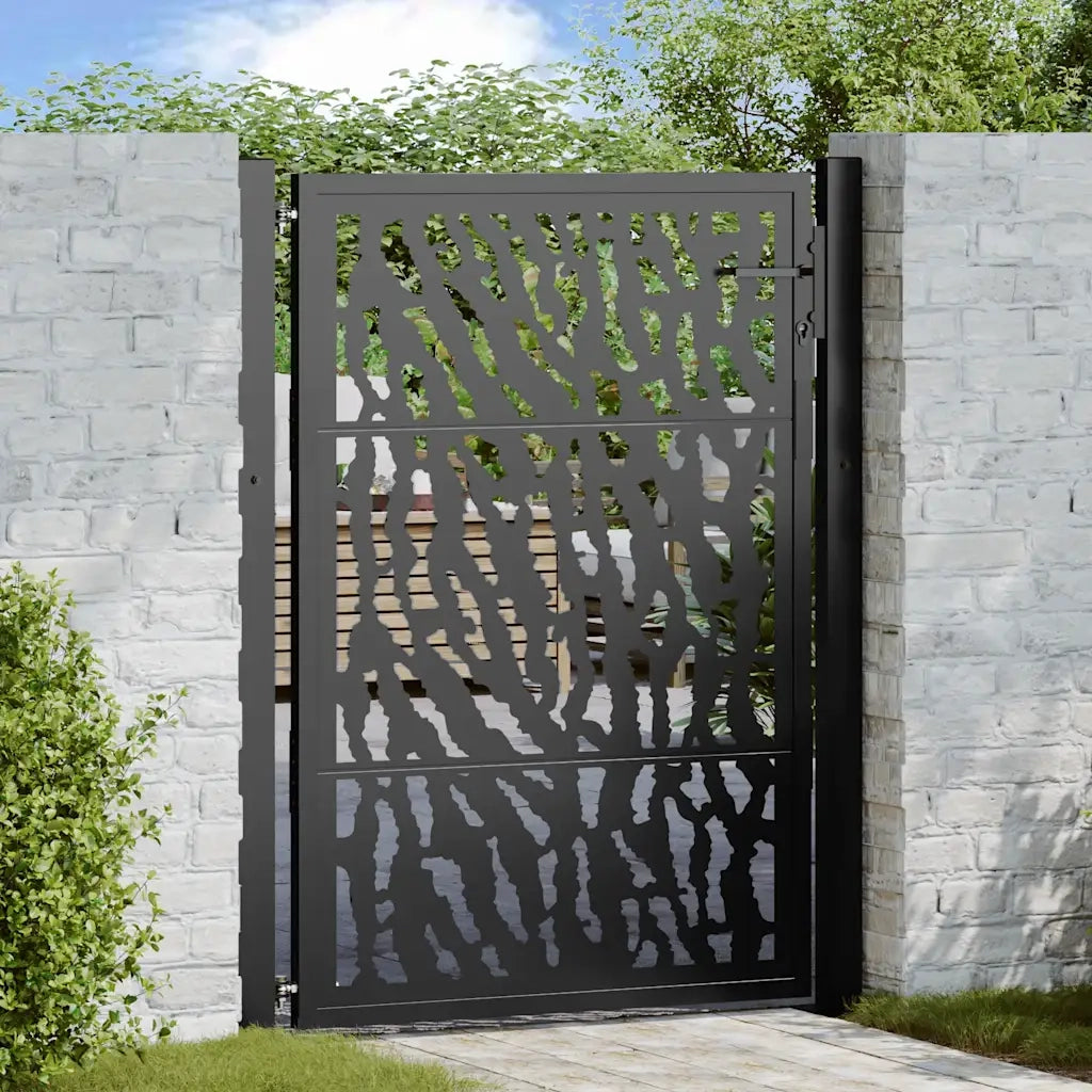 Cancello da giardino nero 100x125 cm in acciaio con design a traliccio 4100980