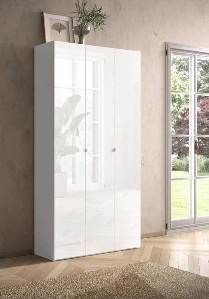 Mobile Portascarpe Pertiche, Scarpiera 12 Ripiani, 95x35x186h cm Bianco Lucido