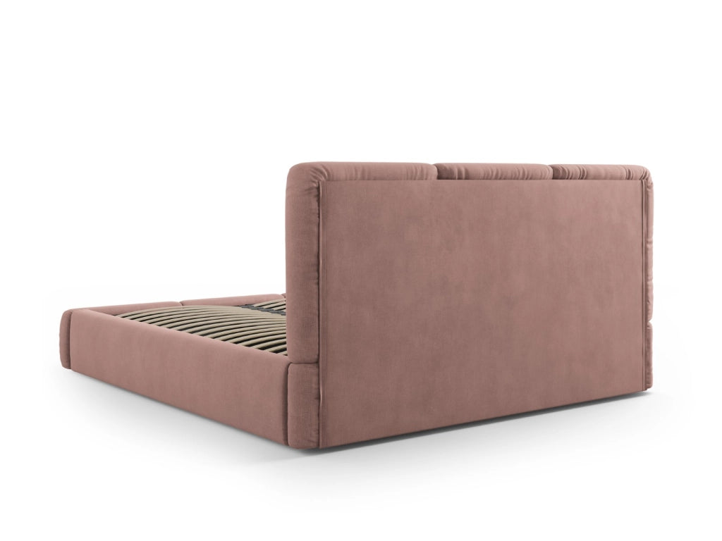 Cosmopolitan Design - Letto a cassettone con testiera "Nicolas" 200x200cm in ciniglia rosa 