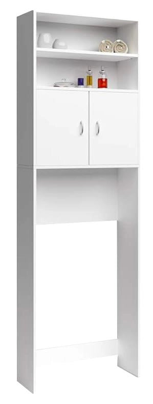MOBILE LAVATRICE IN LEGNO E MELAMINA BIANCO CON DUE ANTE E DUE RIPIANIMISURE: 60X20X185 CM