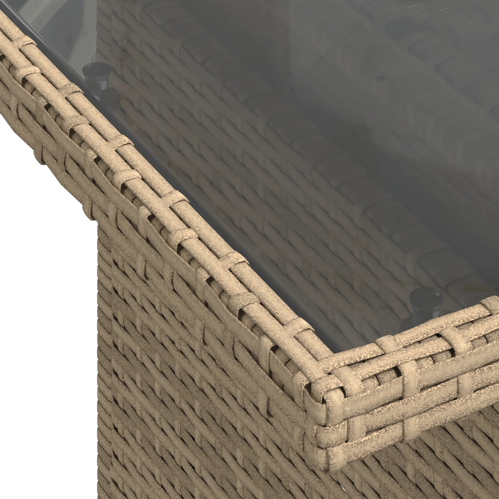 Set da giardino  da 7 pezzi con cuscini beige in polyrattan