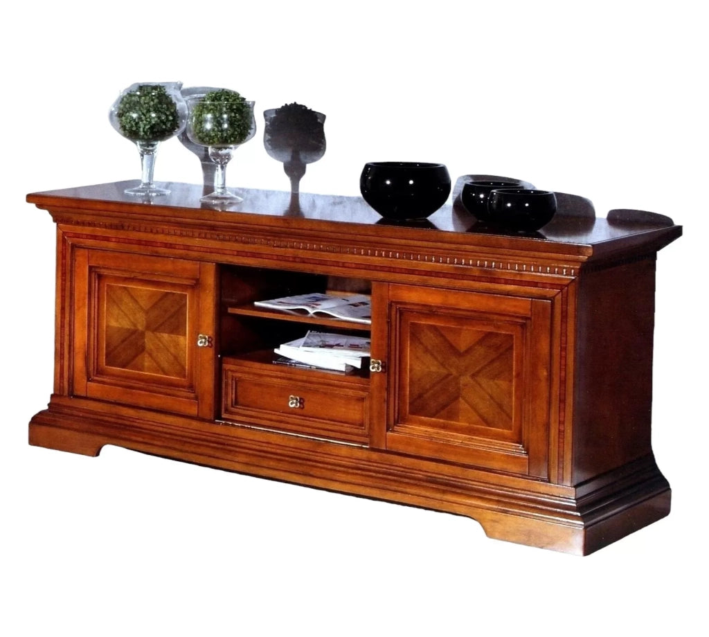 Porta tv in legno 2 ante scorrevoli arte povera noce bassano l.169 p.53 h.75 - Mobili 2G
