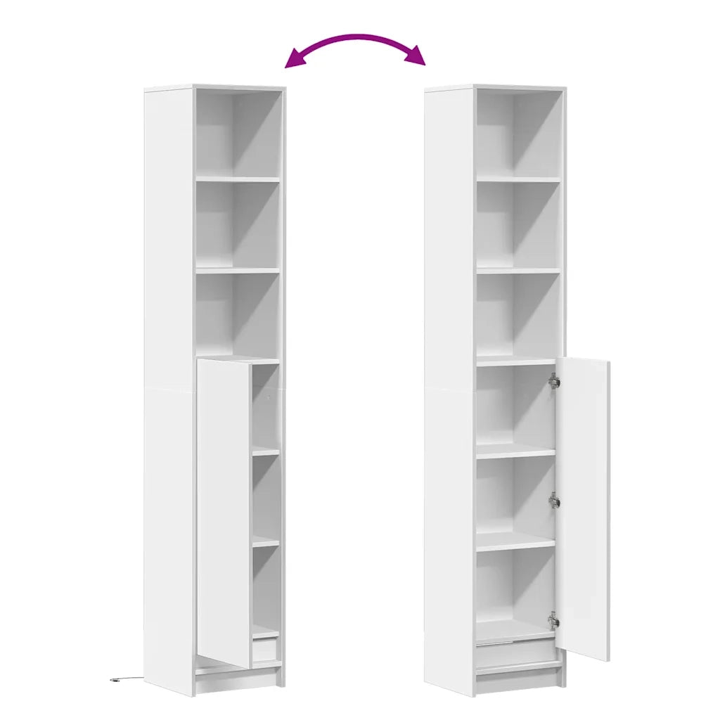 Credenza con LED-Buffet-Armadio da cucina Bianca 36x32,5x200 cm in Legno Multistrato