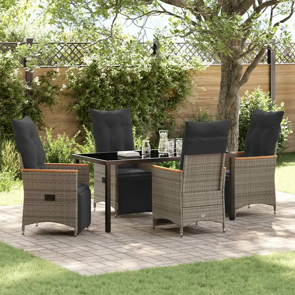 Set da Pranzo per Giardino con cuscino 5 pcs Grigio polyrattan 3379628