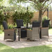 Set da Pranzo per Giardino con cuscino 5 pcs Grigio polyrattan 3379628