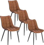 Set di 4 Sedie in Pelle Finta - da Cucina, Salotto e Camera da Letto - Pelle Finta - da Collocare presso il Tavolo da Pranzo, Salotto e Camera da Letto - Set da 4 - Cuoio Legno chiaro