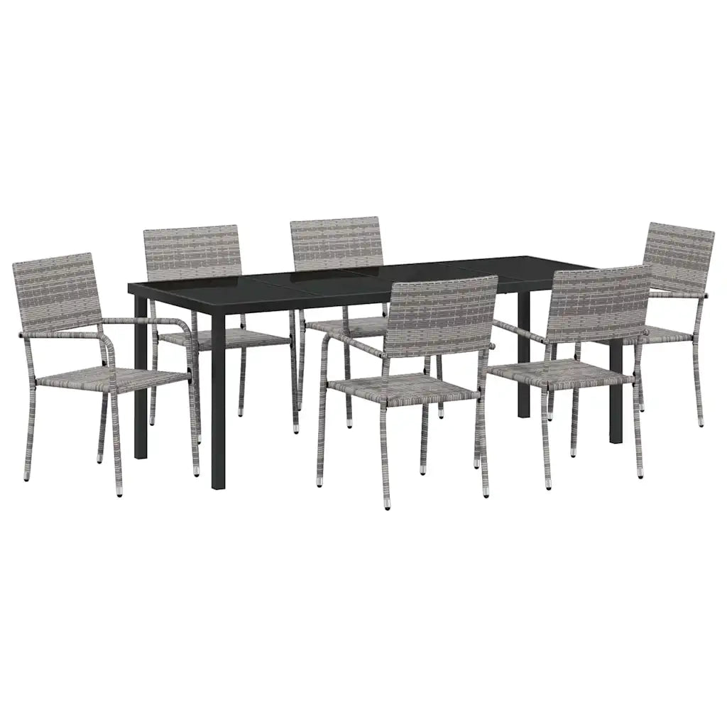Set da Pranzo per Giardino con cuscino 7 pcs Grigio polyrattan 3380048