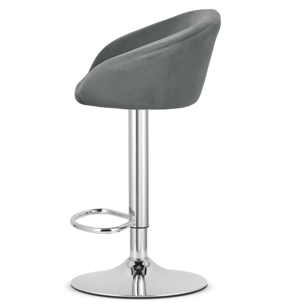 Sgabello in velluto VALORA EAST - Grigio - Base cromata x 2