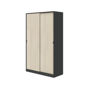 Armadio Camera da Letto Fiora, Guardaroba 2 Ante 4 Ripiani, 50x200h cm Grigio Antracite