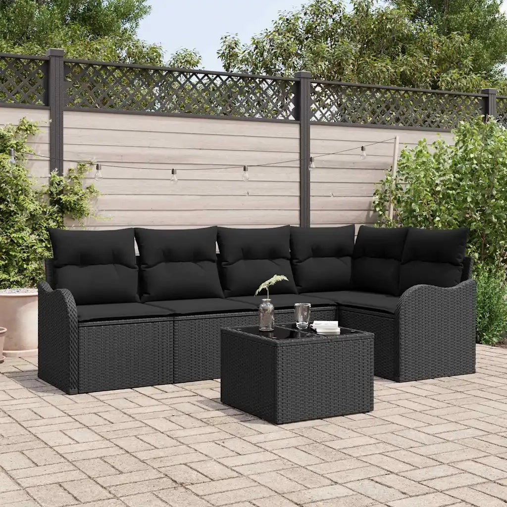 Set Divano da Giardino Nero polyrattan 3345713