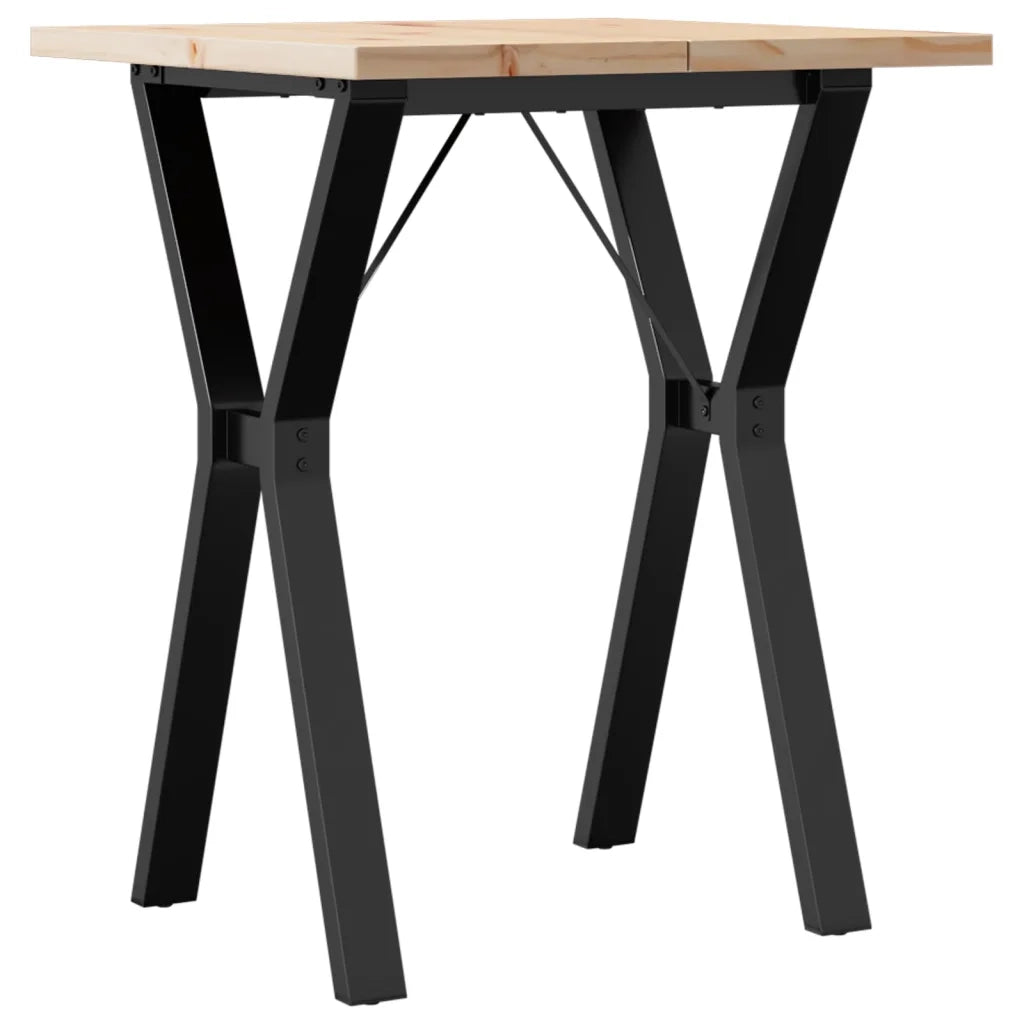 Tavolo da Pranzo Telaio a Y 60x60x75,5 cm Legno Pino e Acciaio