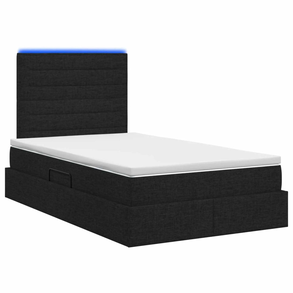 Letto con contenitore LED e materasso Nero 120 x 200 cm Tessuto 3459875