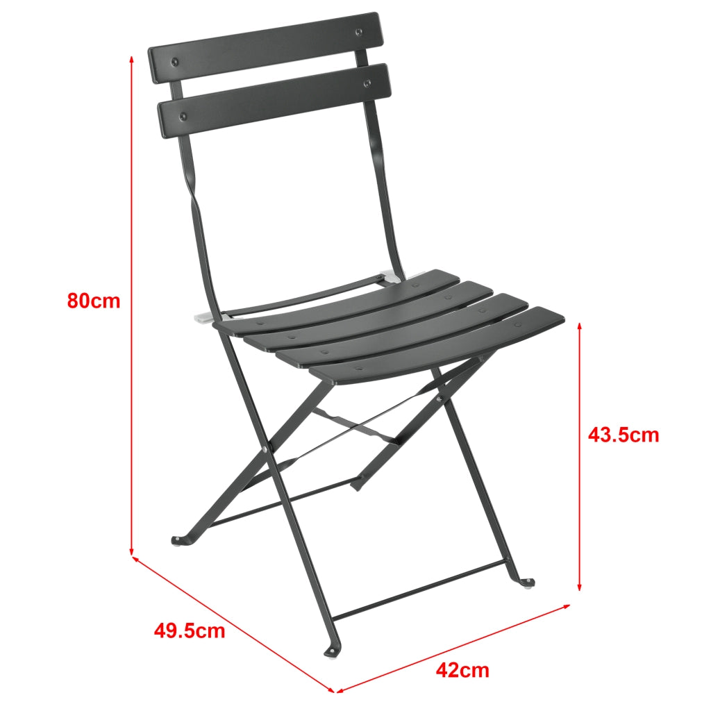 Set Bistrot Caprile da Esterno con Tavolino Rotondo e 2 Sedie in Acciaio Grigio Scuro [en.casa]
