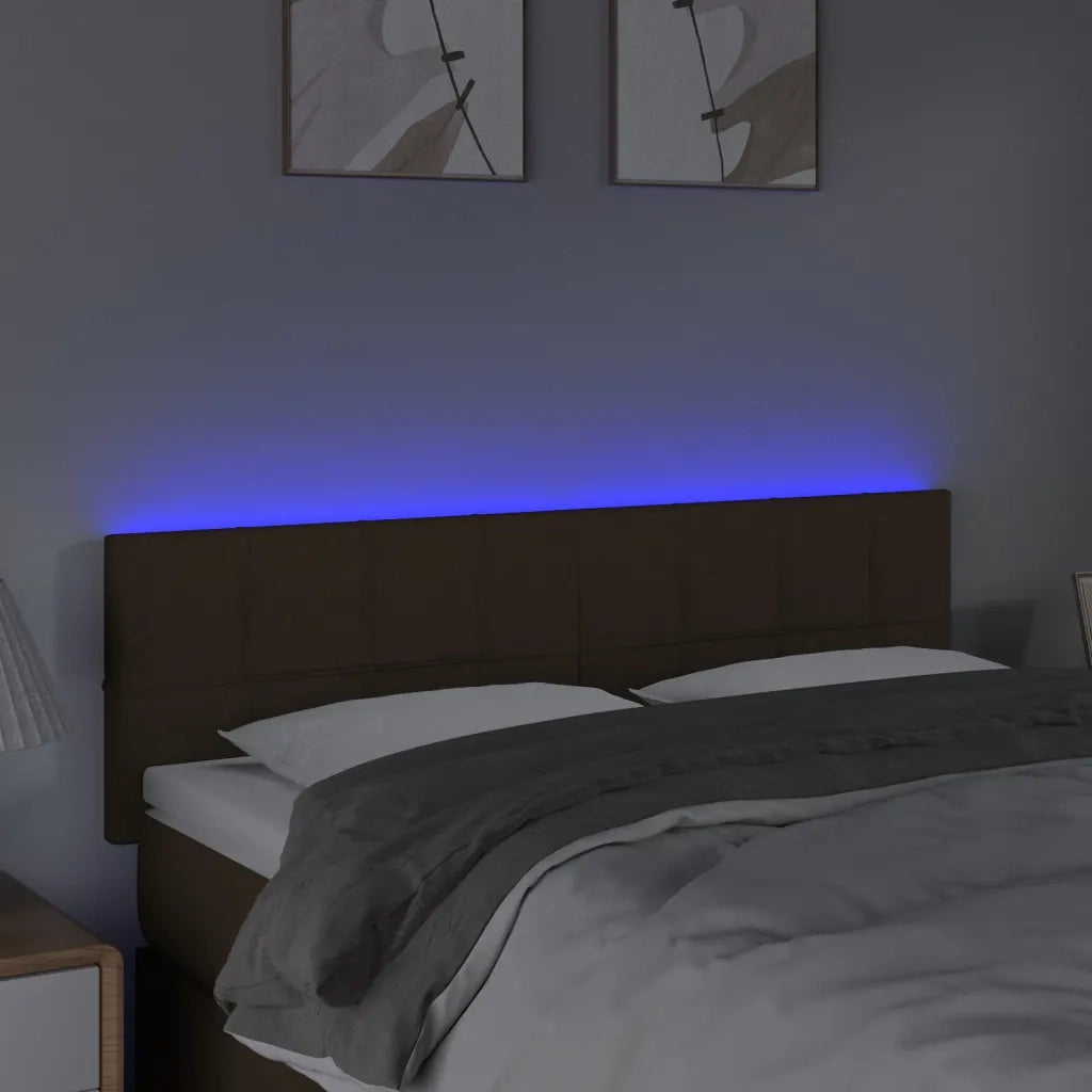 Testiera a LED-Testata con LED Marrone Scuro 144x5x78/88 cm in Tessuto 919159