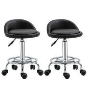 SET 2 SGABELLI GIREVOLI CON RUOTE RIVESTIMENTO SIMILPELLE 38X38X57-72CM