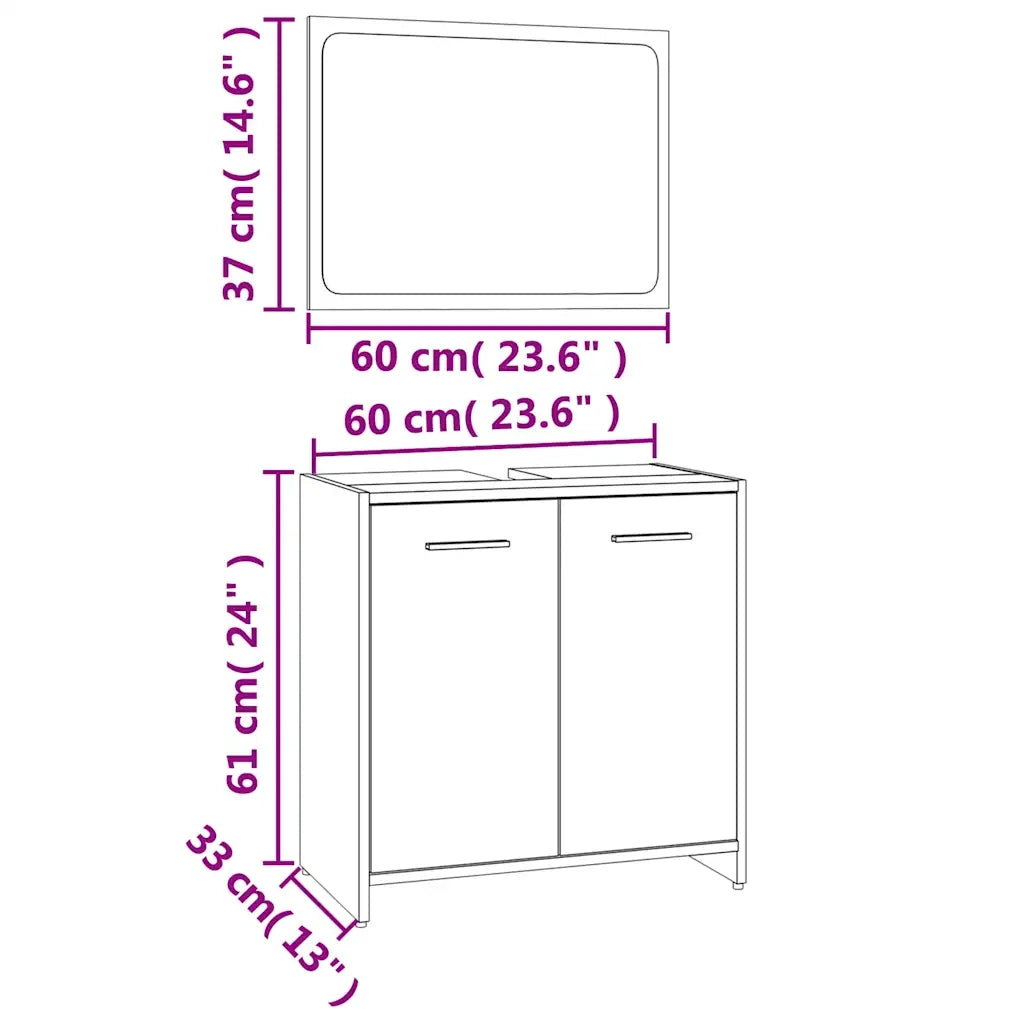 Set di Mobili da Bagno | Armadio da bagno Rovere Fumo in Legno Multistrato