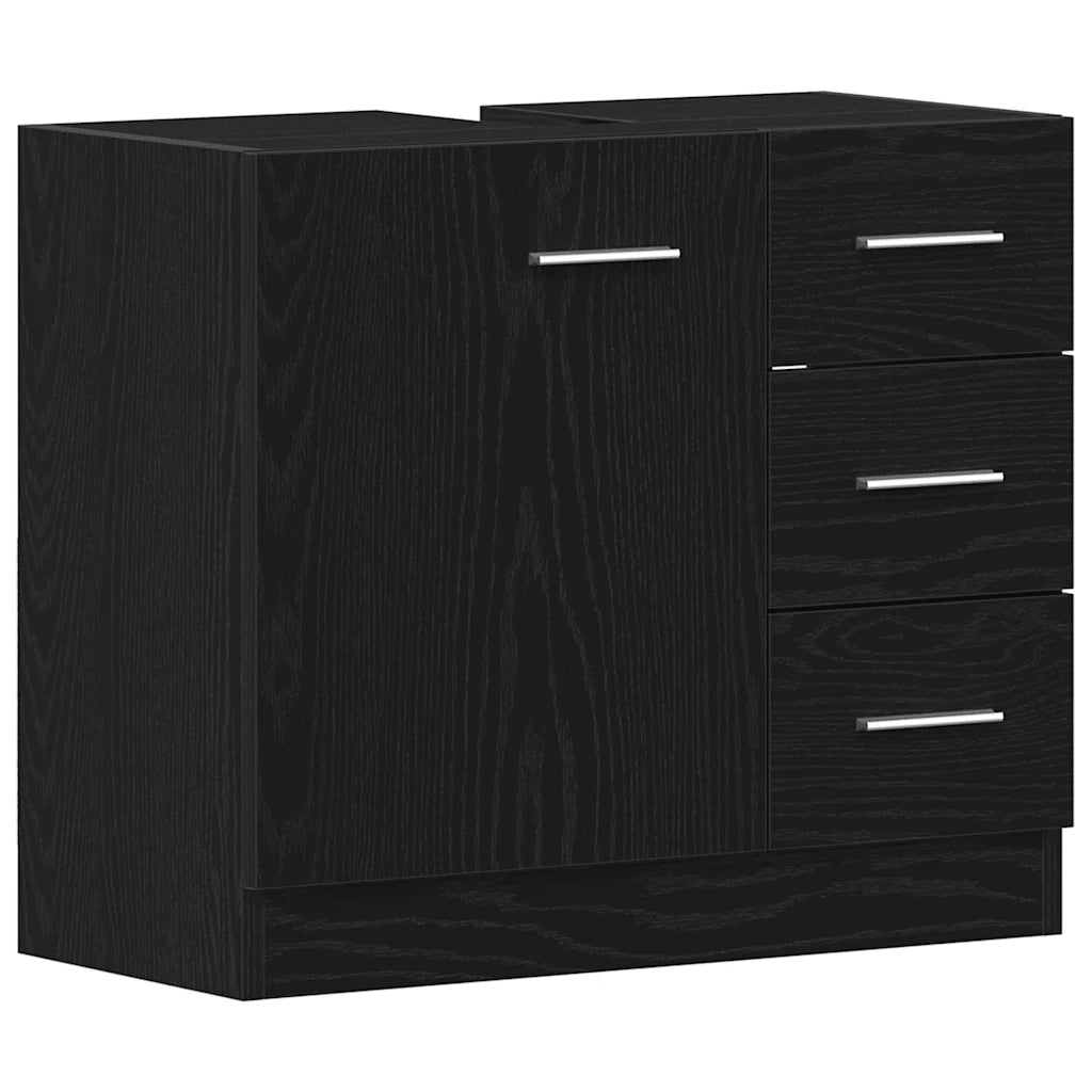 Mobile Lavabo-Armadietto da bagno Rovere Nero 63x30x54 cm in Legno Multistrato