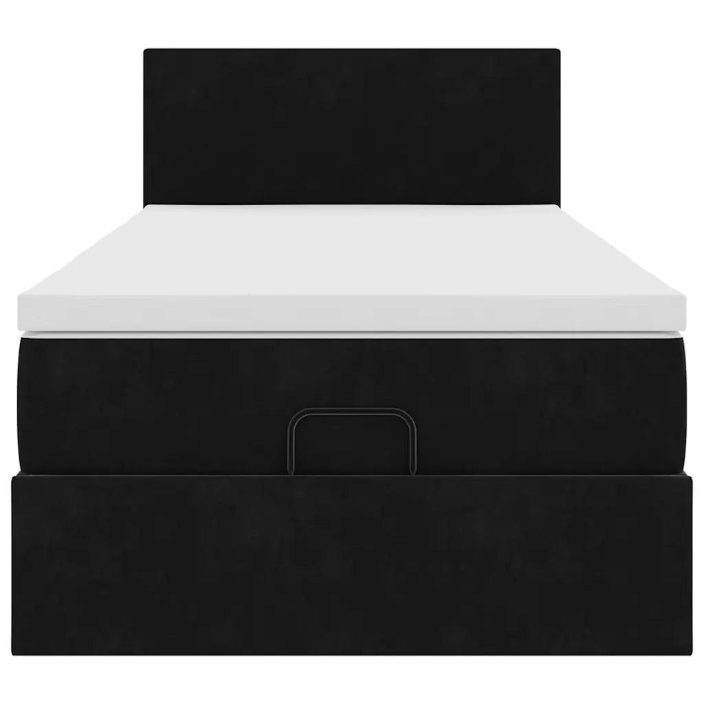 Struttura Letto Pouf con Materasso Nero 100x200 cm Velluto