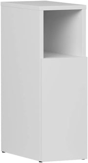 Comodino camera da letto Enton, Bianco, 20 x 59.5 cm con 1 porta, adatto come superficie d'appoggio accanto al letto
