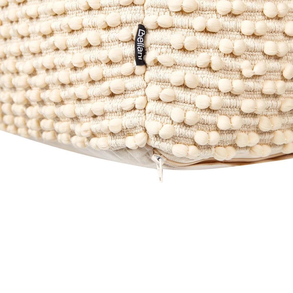 Pouf ottomana intrecciata a mano in cotone beige chiaro 50 x 50 x 35 cm soggiorno camera da letto