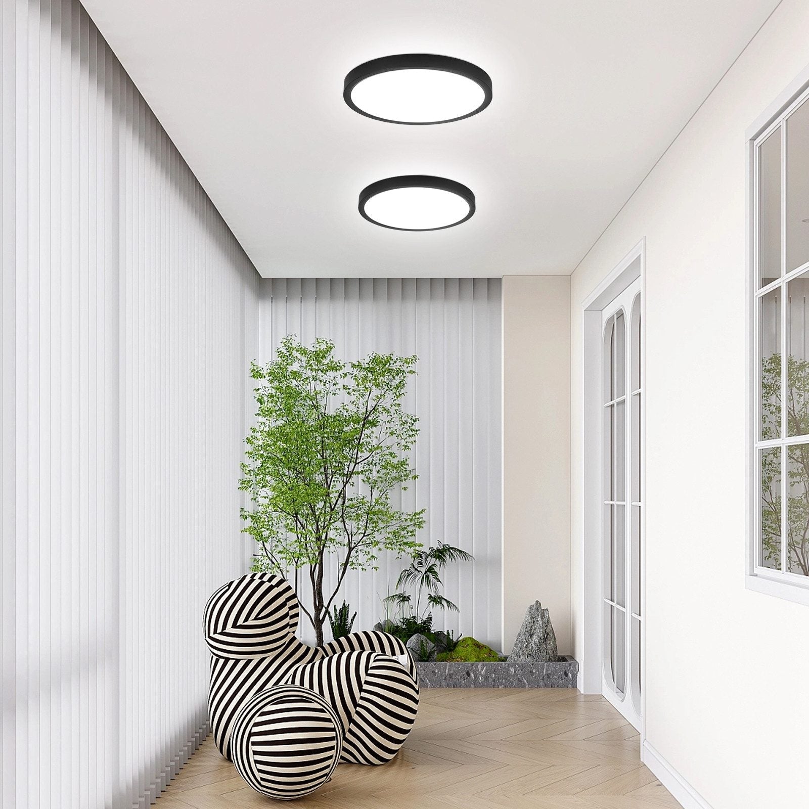 ZMH Lampada da soffitto LED piano 18cm 15W nero 6000K moderna per cucina corridoio camera letto