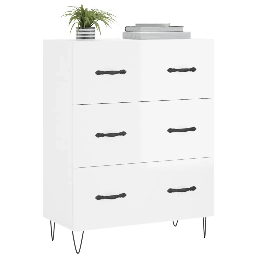 Credenza | Madia | Buffet da pranzo | Armadio da pranzo 69,5x34x90 cm in Legno Multistrato Bianco Lucido