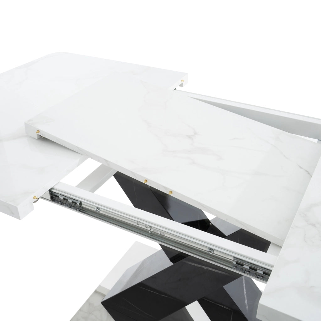 Tavolo da pranzo allungabile 120-160x80 cm bianco e nero